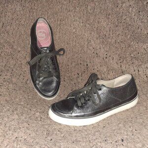 FITFLOP-Supertone Sneaker-Metallic Pewter Leather-LaceUp-Sz 6-Excellent